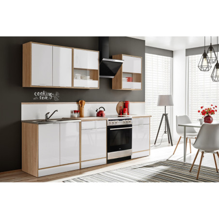 Ensemble de cuisine "Vanessa" - Blanc/Beige - L 200 x P 72 cm