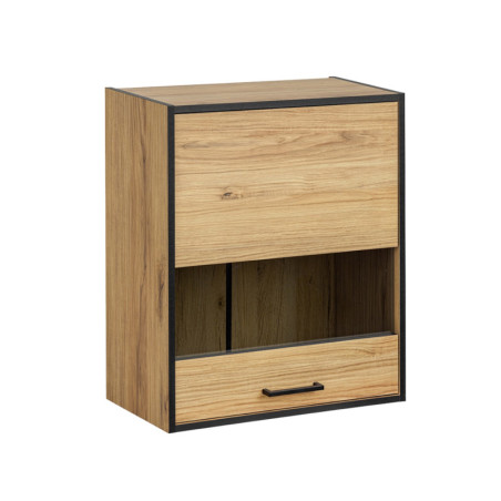 Meuble haut de cuisine avec vitrine "Carballo" - Naturel/Noir - L 60 x H 72 cm