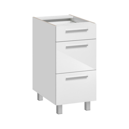Meuble bas de cuisine avec 3 tiroirs Salma - Blanc - L 40 x H 81 cm