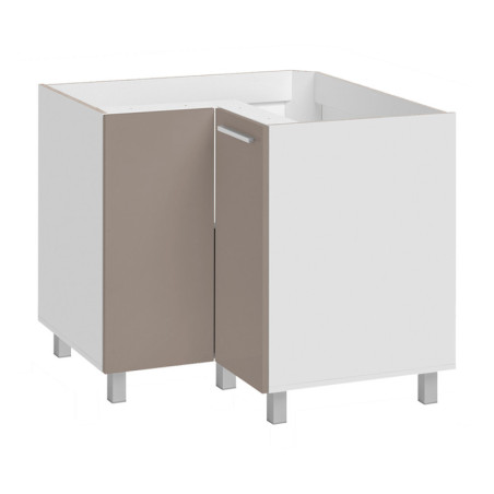 Meuble d'angle bas de cuisine "Salma" - Taupe/Blanc - L 90 x H 81 cm