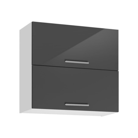 Meuble haut double de cuisine "Salma" - Gris graphite/Blanc - L 80 x H 72 cm