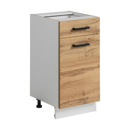 Meuble bas de cuisine avec tiroir "Rita" - Naturel/Blanc - L 40 x H 81 cm