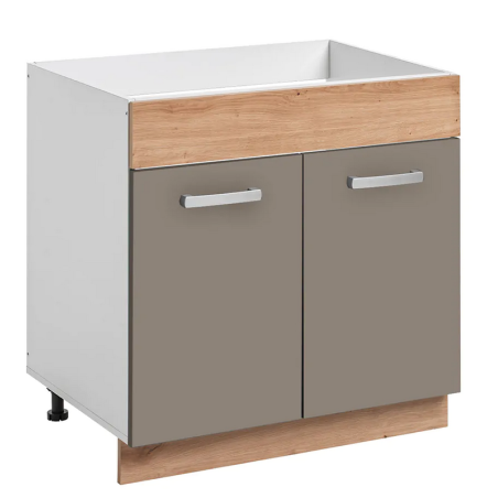 Placard bas de cuisine "Ava" - Taupe/Beige - L 80 x H 81 x 56 cm
