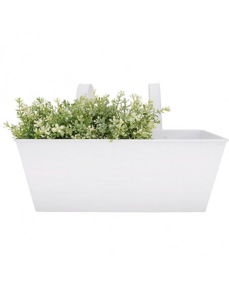 Jardinière blanche pour balcon - Zinc -  40 cm x 26,5 cm x23,3 cm