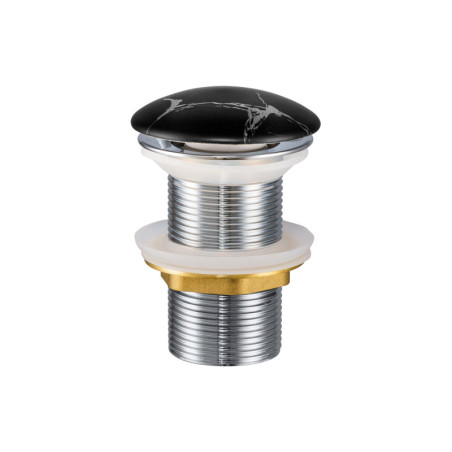 Bonde clic-clac Standard pour lavabo effet Marbre Noir - Noir mat céramique et métal