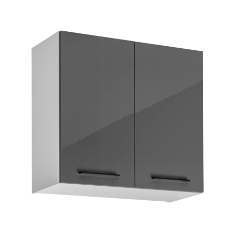 Double placard haut de cuisine "Frida" - Gris graphite/Blanc - L 80 x H 71 x P 31 cm