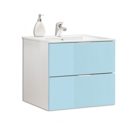 Meuble sous-vasque "Sofia" - Turquoise/Blanc - L 60 x H 54 x P 45,6 cm