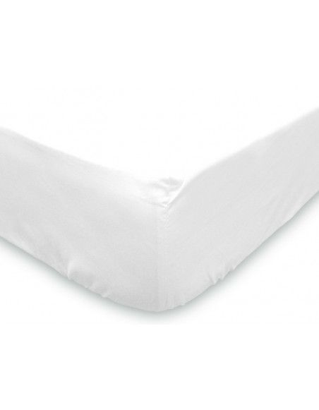 Drap housse - 90 x 200 cm - Blanc - 100% coton