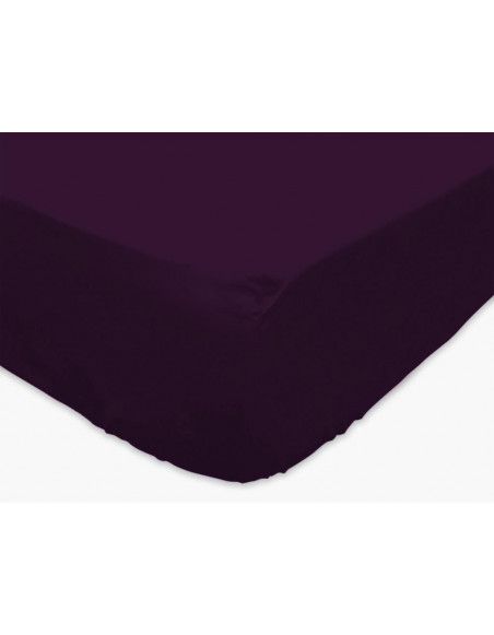 Drap housse - 160 x 200 cm - Violet - Coton et polyester