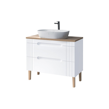 Meuble vasque à poser sur pieds 100 cm - Oceanie White