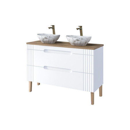 Meuble double vasque à poser sur pieds 120 cm - Oceanie White