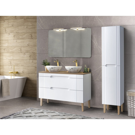 Ensemble autoportant de salle de bain 120 cm - 8 éléments - Oceanie White