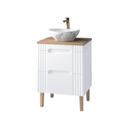 Meuble vasque à poser sur pieds 60 cm - Oceanie White