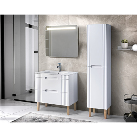 Ensemble de salle de bain sur pieds 80 cm - 4 éléments - Oceanie White
