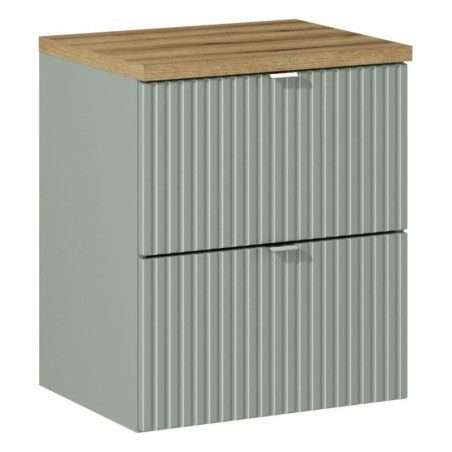 Meuble sous vasque 50 cm + plateau - A tiroirs - Vert Roseau