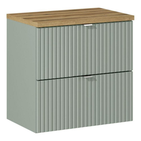 Meuble sous vasque 60 cm + plateau - A tiroirs - Vert Roseau