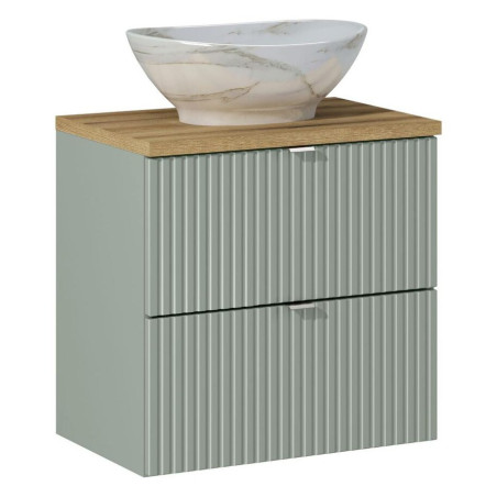 Meuble vasque à poser 60 cm - A tiroirs - Vert Roseau