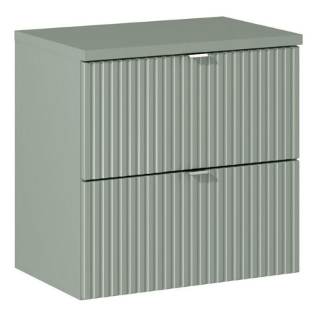 Meuble sous vasque 60 cm + plateau - A tiroirs - Vert Roseau