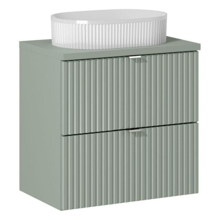 Meuble vasque à poser 60 cm + plateau - A tiroirs - Vert Roseau