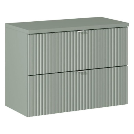 Meuble sous vasque 80 cm + plateau - A tiroirs - Vert Roseau