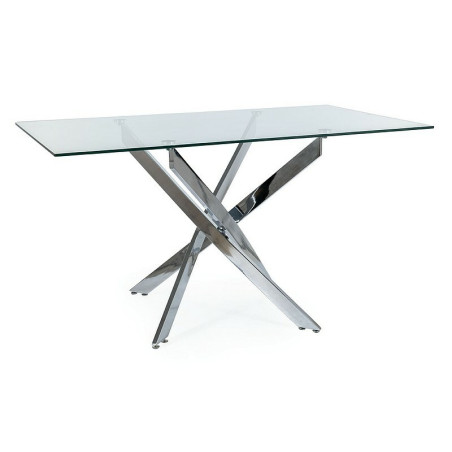 Table rectangulaire "Agis II" - Transparent/Chrome - L 140 x l 80 cm