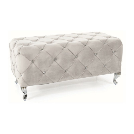 Pouf en velours "Hestia" - Velvet - Gris - L 100 x H 46 cm