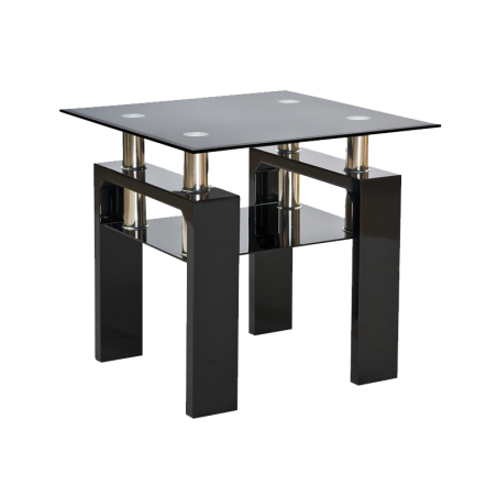 Table basse en verre "Lisa D" - Transparent/Noir - l 60 x L 60 x H 55 cm