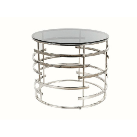 Table basse ronde en verre "Livia" - Transparent/Argenté - D 60 cm