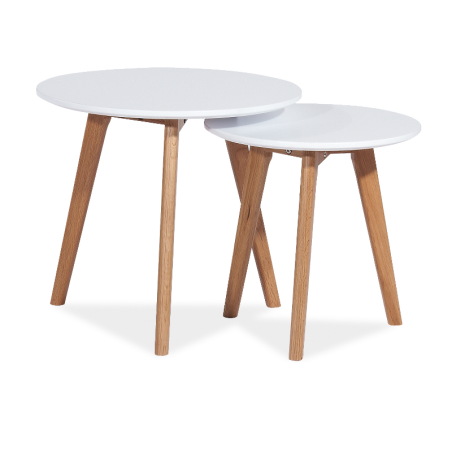 Set de 2 tables basses "Milan S2" - Blanc - D 50 x H 45 cm