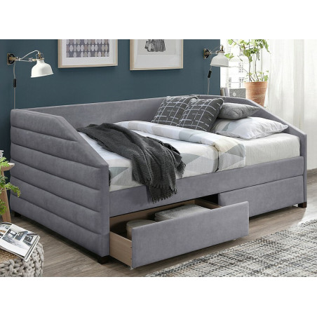 Lit en velours "Nadia" - Velvet - Gris - 120 x 200