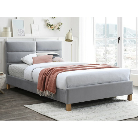 Lit en velours "Sierra" - Velvet - Gris - 120 x 200 cm