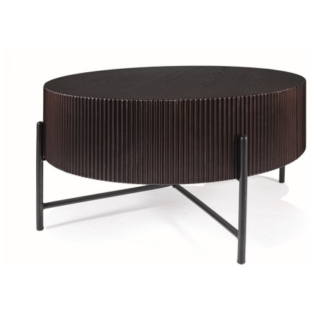 Table basse ronde "Tuca" - Marron noyer foncé/Noir - D 80 x H 40 cm