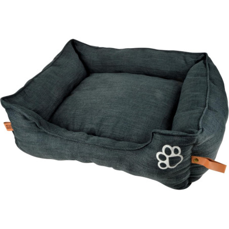 Panier rectangle pour animaux en tissu - Gris anthracite - L 75 x P 70 x H 22 cm