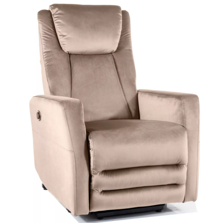 Fauteuil extensible (fonction basculante) en velours "Adonis" - Beige - H 107 cm