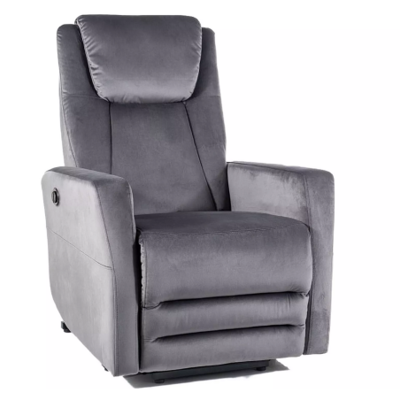 Fauteuil extensible (fonction basculante) en velours "Adonis" - Gris foncé - H 107 cm