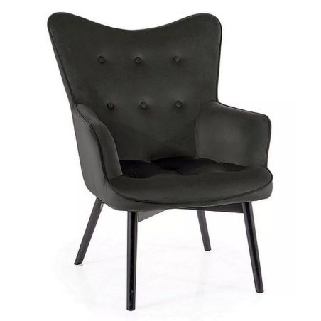 Fauteuil en velours "Carmen" - Velvet - Noir - l 72 x H 99 cm
