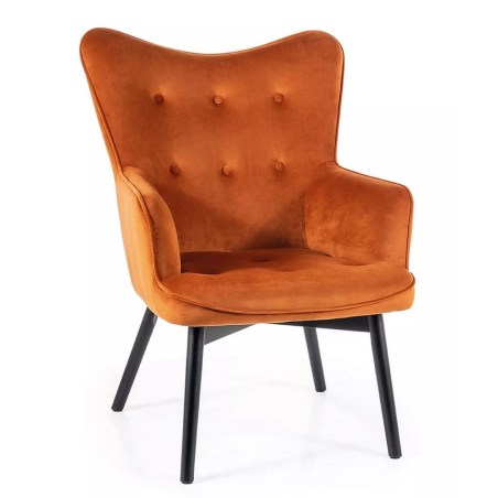 Fauteuil en velours "Carmen" - Velvet - Orange - l 72 x H 99 cm