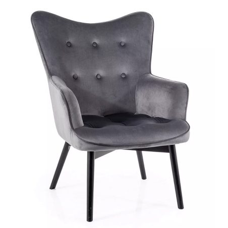 Fauteuil en velours "Carmen" - Velvet - Gris Foncé - l 72 x H 99 cm