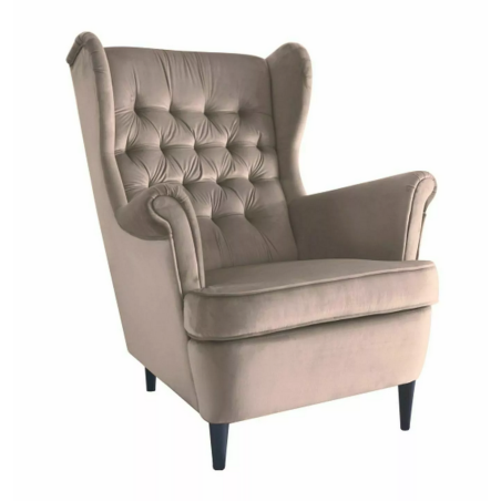 Fauteuil en velours "Harry" - Velvet - Beige foncé - l 82 x H 101 cm