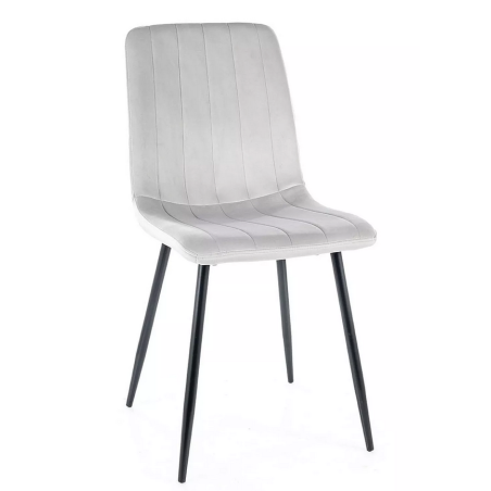 Chaise en velours "Alan" - Velvet - Gris clair - l 45 x H 91 cm