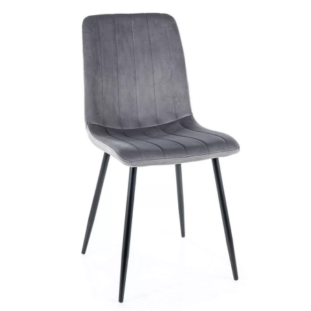 Chaise en velours "Alan" - Velvet - Gris foncé - l 45 x H 91 cm