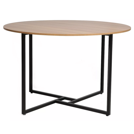 Table basse ronde "Alto" - Beige chêne/Noir - D 120 x H 76 cm