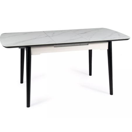 Table rectangulaire exensible effet marbre "Apollo" - Blanc mat/Noir - L 120 x l 80 cm