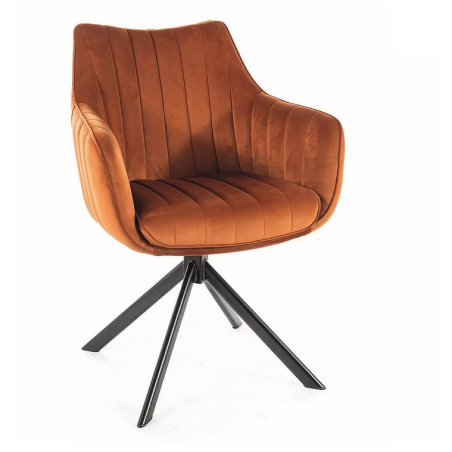 Fauteuil pivotant en velours "Azalia" - Velvet - Orange - l 61 x H 86 cm