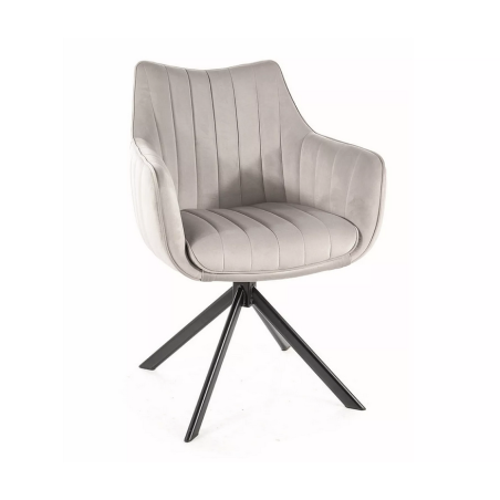 Fauteuil pivotant en velours "Azalia" - Velvet - Gris clair - l 61 x H 86 cm