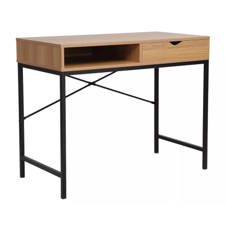 Bureau avec niche et tiroir "B-027" - Marron/Noir - L 95 x H 76 cm