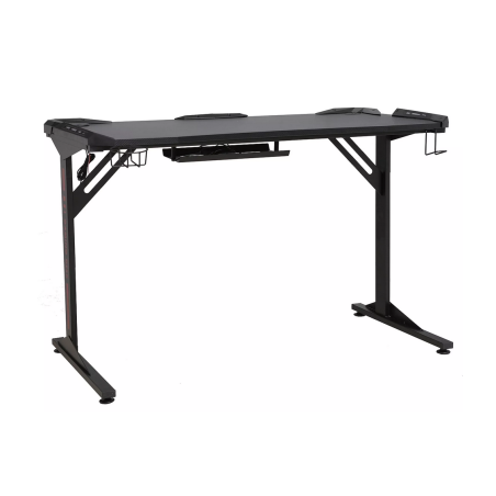 Bureau gamer + porte gobelet et accroche casques "B-202" - Noir - L 120 x H 76 cm