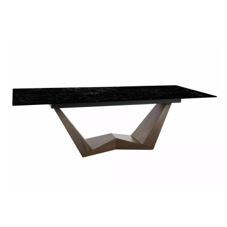 Table à manger extensible "Bonucci Ceramic" - Noir/Marron Noyer - L 200 x H 76 cm