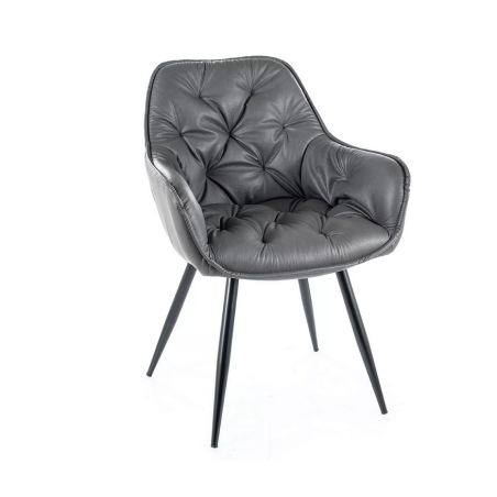 Chaise en cuir "Cherry" - Gris Foncé/Noir - l 57 x H 87 cm