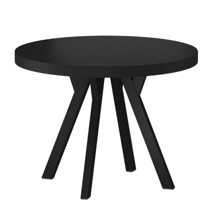 Table à manger extensible ronde "Domingo" - Noir mat - D 100 x H 76 cm